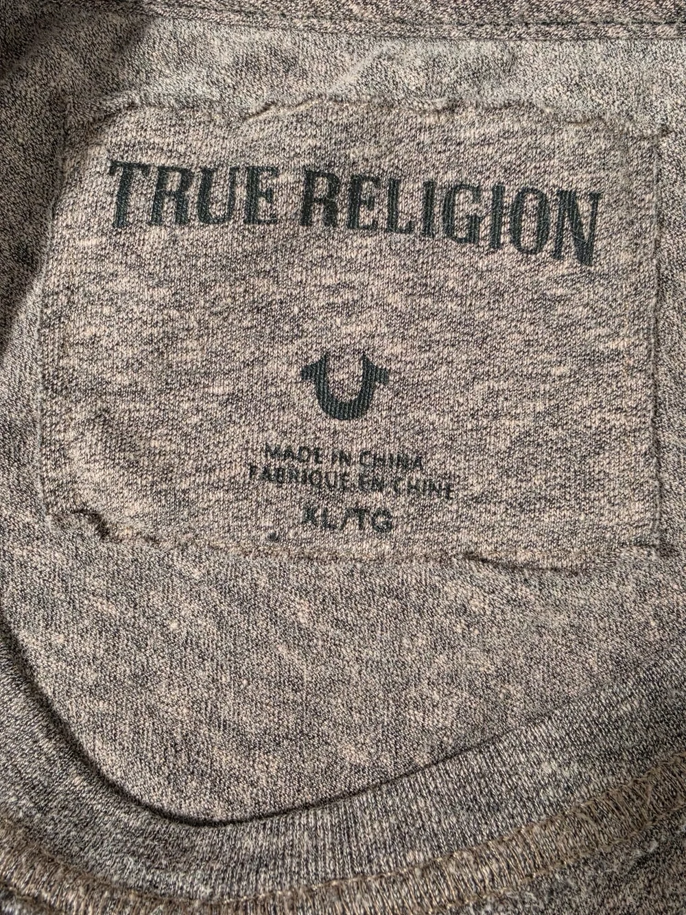True Religion Mauve Heather Short-Sleeve Tee with Black Graphic XL